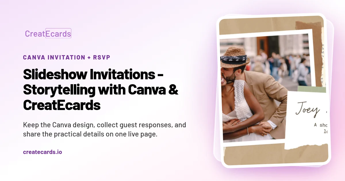 Slideshow invitation open in the Canva editor with its timeline